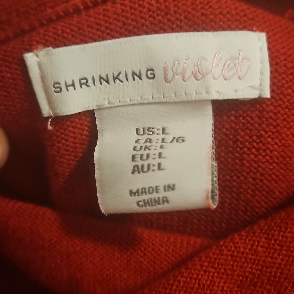 Shrinking Violet Red Off-the-Shoulder Draped Sweater - Picture 2 of 3